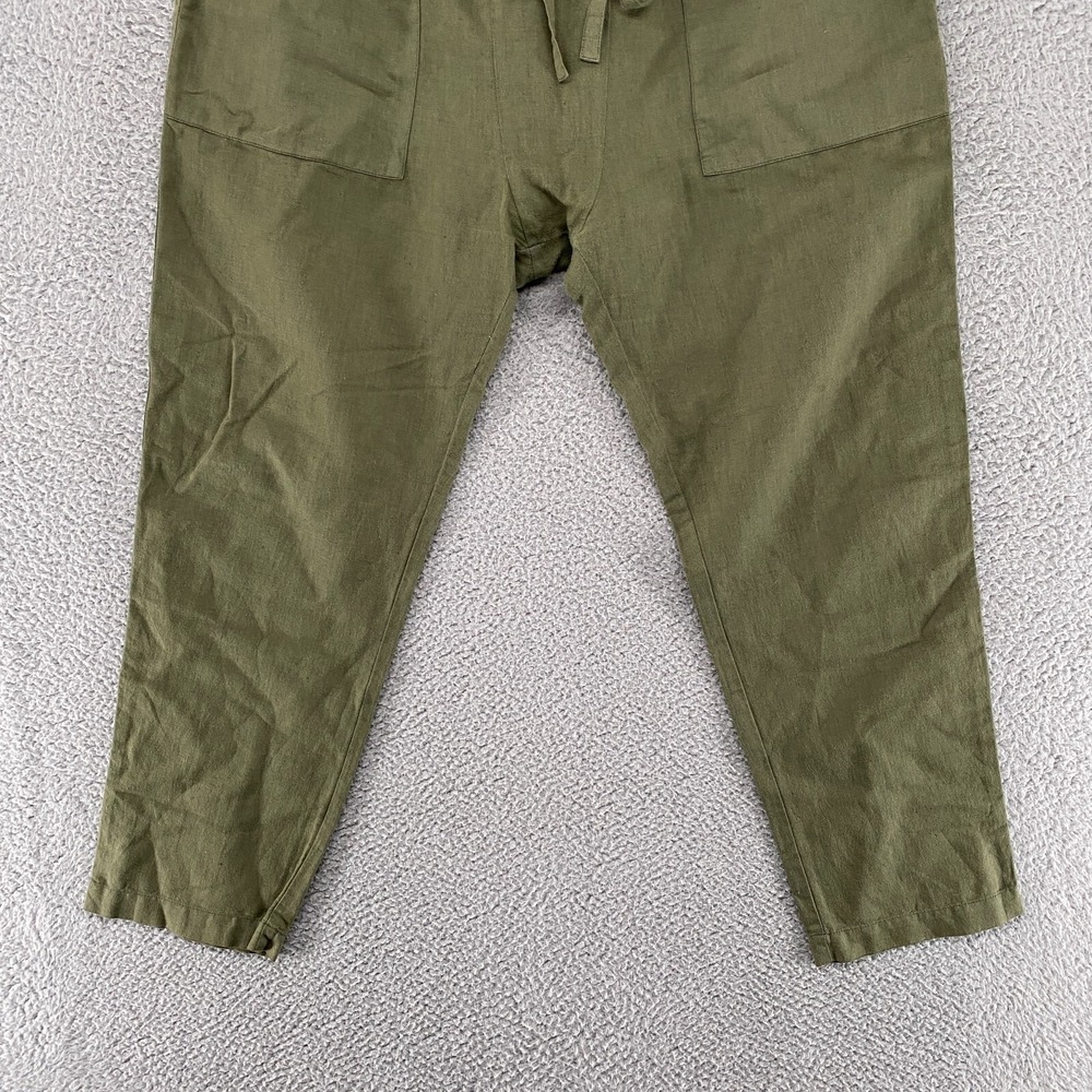 The Great. Pants Womens 1 / Small Linen Blend Tulip Drop Crotch Pockets Ruffles - Picture 3 of 13